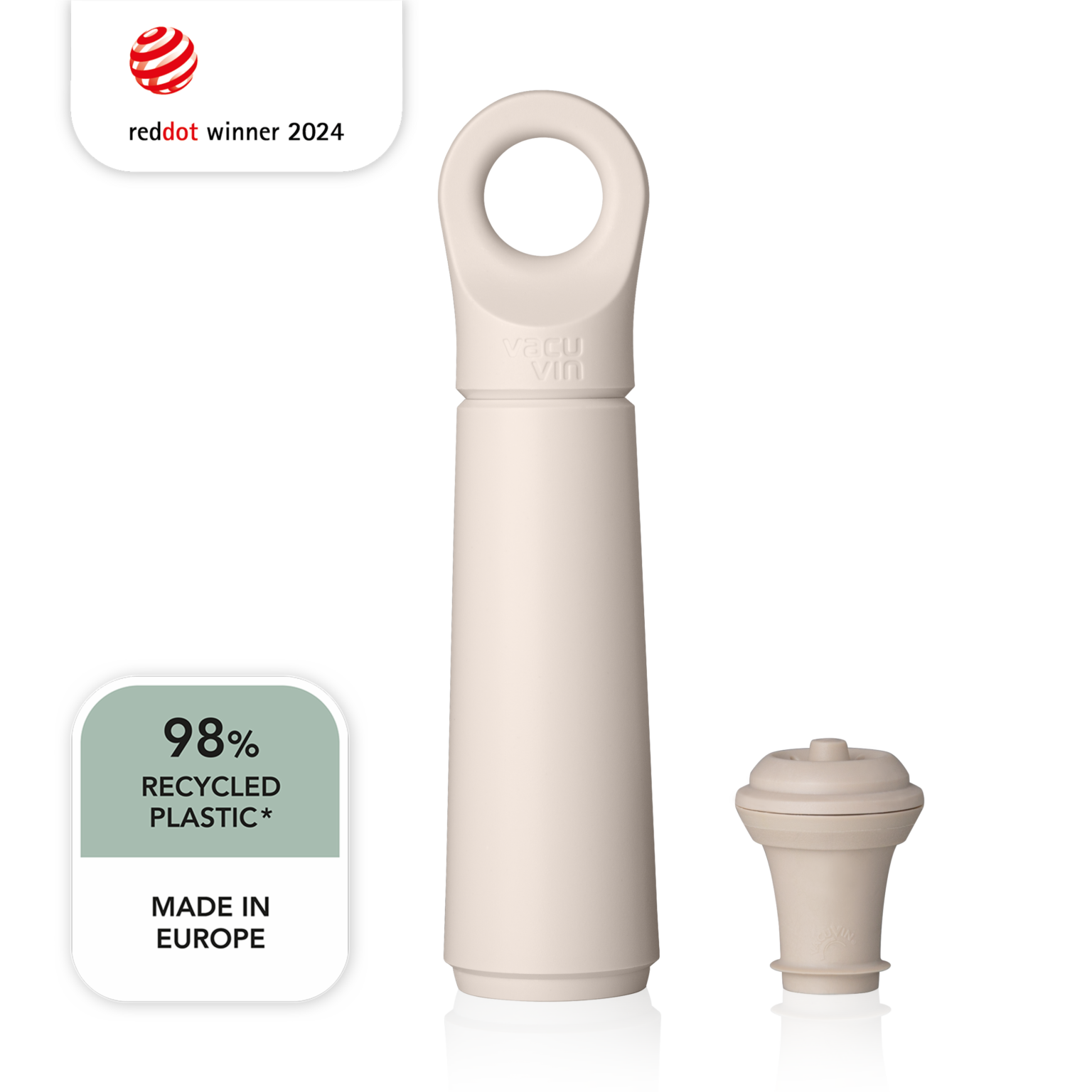 Vacu Vin Wine Saver Loop Vacuum Pump with Stopper – Sand