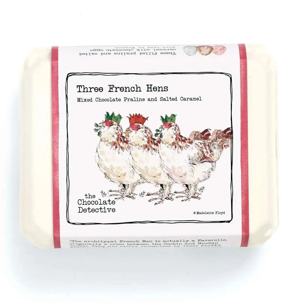 The Chocolate Detective – Praline and Caramel Eggs – Set of 6 – Christmas Three French Hens