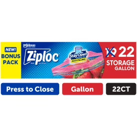 Ziploc Pinch & Seal Storage Bags With Stay Open Design– Gallon – 22-Ct.