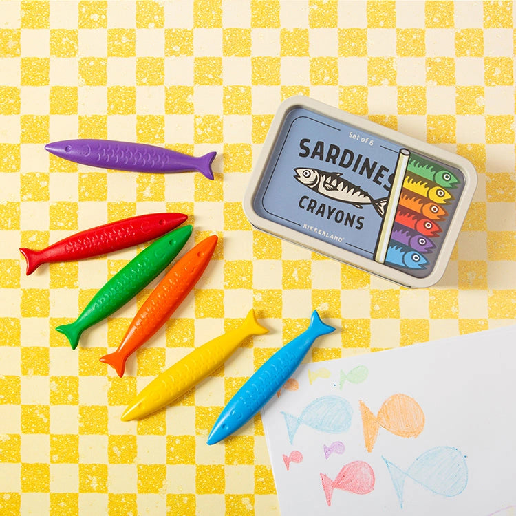 Kikkerland Sardines Crayons – Pack of 6