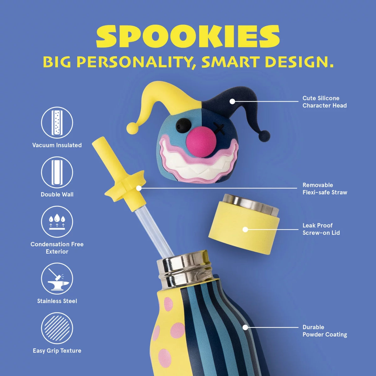 ASOBU Bestie Water Bottle – Clown – 16oz – 3" X 8"