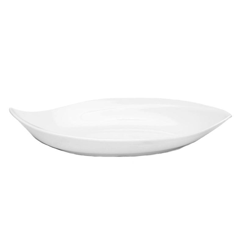 Q Squared Petal Melamine Small Serving Platter – White – 15" x 8.5"