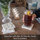 CounterArt Natural Marble Cork Backed Stone Coasters –Gilded Vine – Set of 4