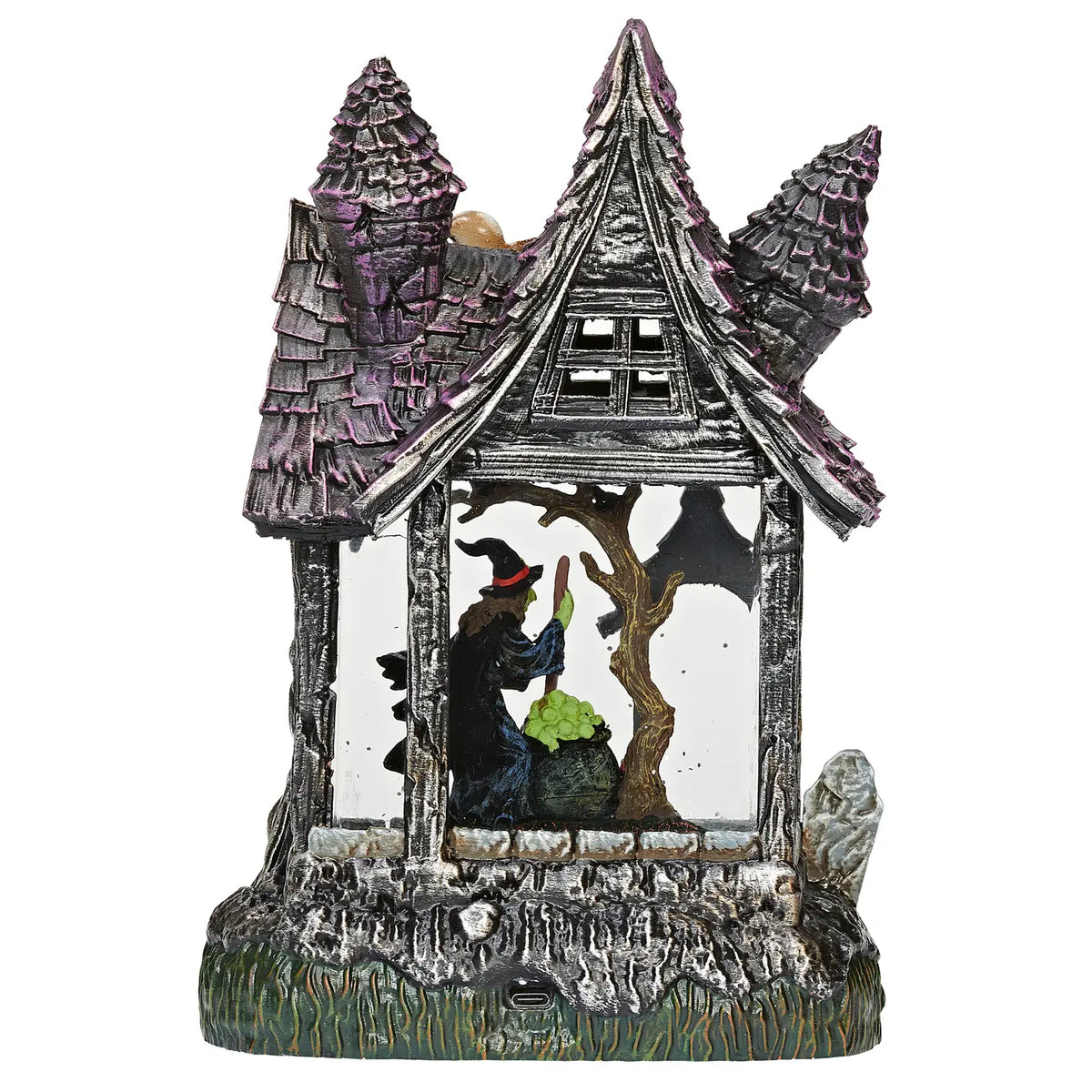 Roman Lighted Haunted House Glitter Swirl Witch Scene – 10"