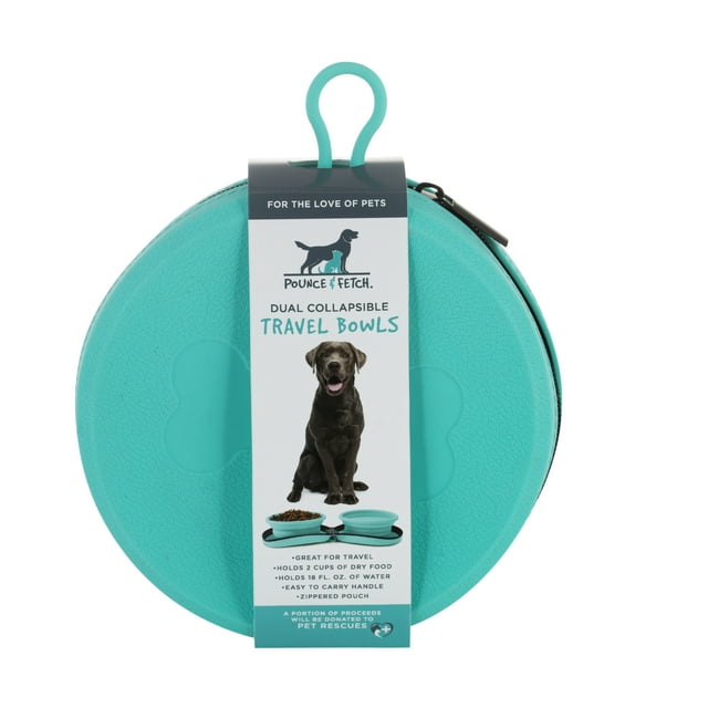 Pounce + Fetch Silicone Travel Double Bowl with Case W. Zipper 18oz – S ...