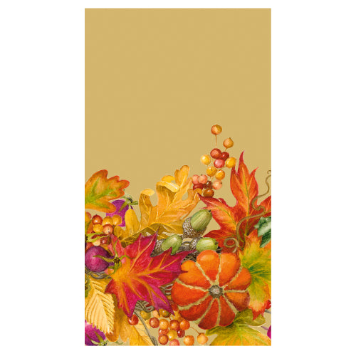 Caspari Harvest Garland Gold Guest Towel - 15pk