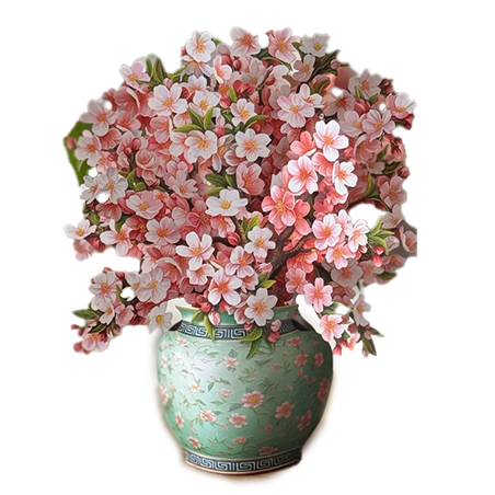 Fresh Cut Paper 3D Pop Up Flower Greeting Note Card – Mini Japanese Cherry Blossoms – 6" x 5"