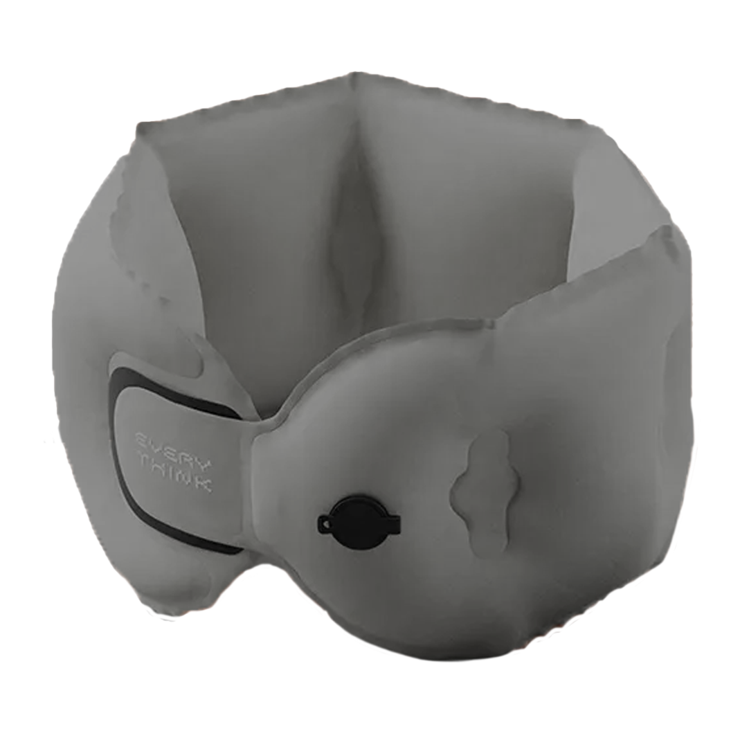 FashionIt Inflating Travel Neck Pillow with Case/Pump - Light Grey