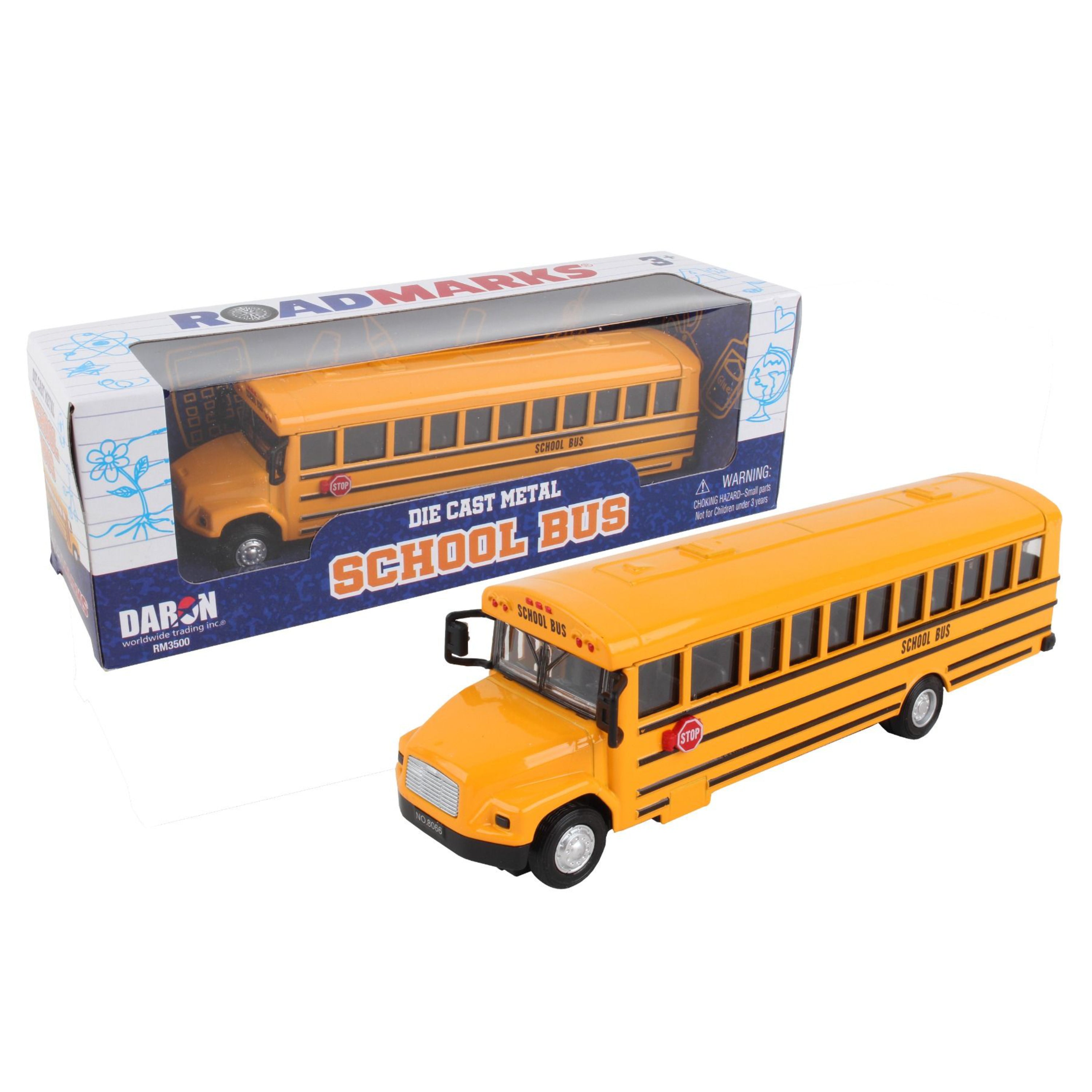 Road Marks Pullback Die-Cast Metal Toy School Bus – 7.5"