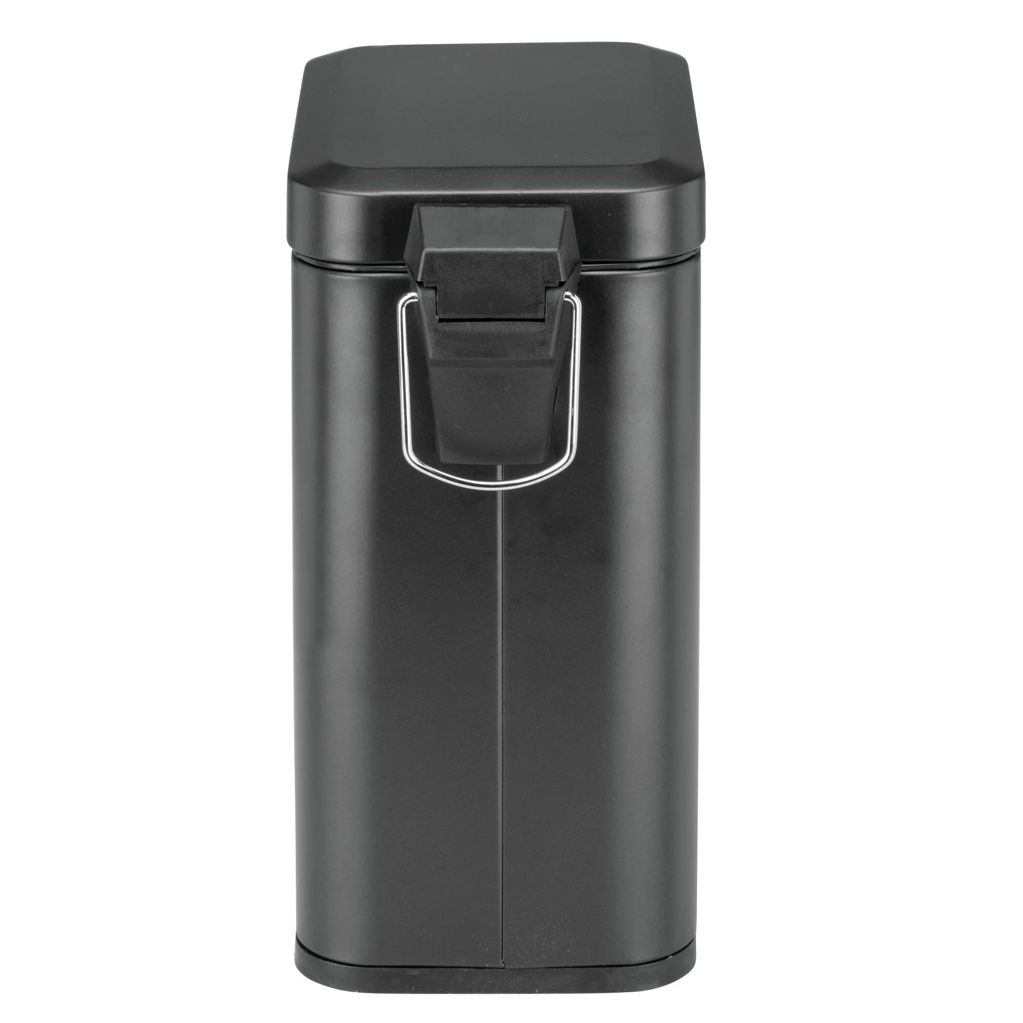 mDesign Small Modern 1.3 Gallon Rectangle Metal Lidded Step Trash Can – Matte Black