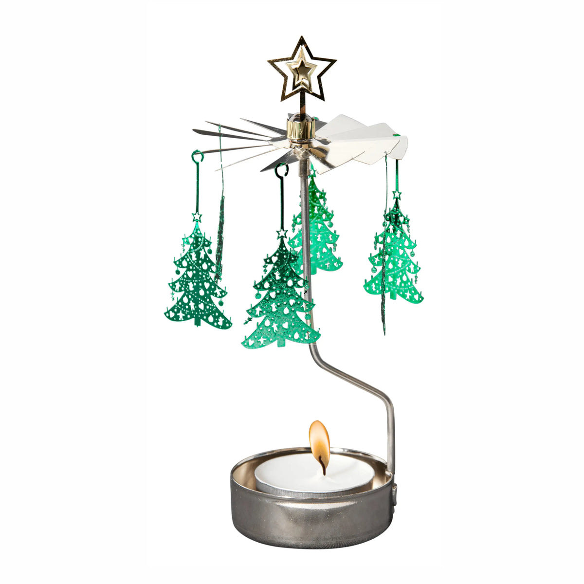 Talla Rotary Tealight Spinning Candle Holder – Christmas Tree – 2.8" x 6.5"