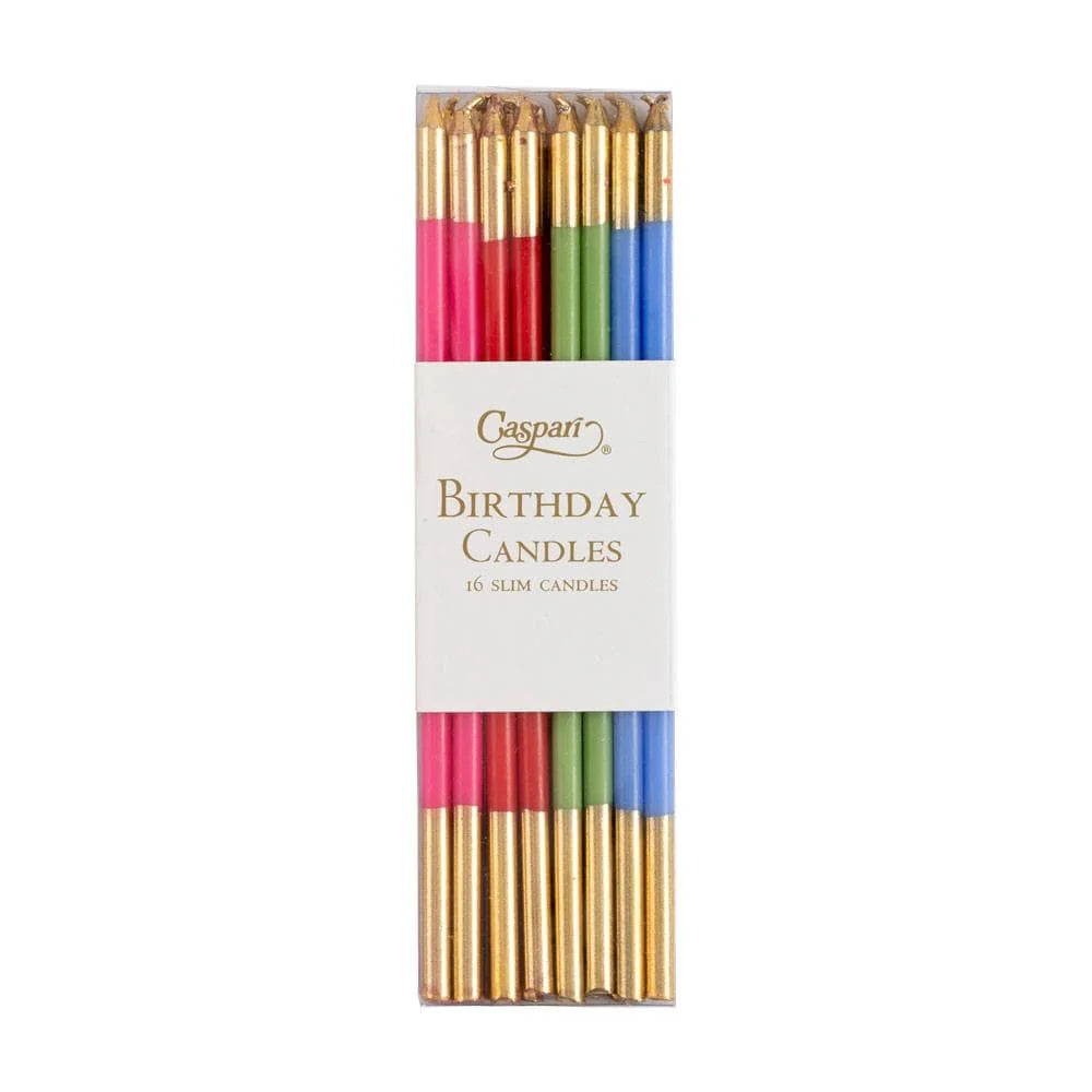 Slim Birthday Candles in Mixed Brights – 6" – 16 Pack