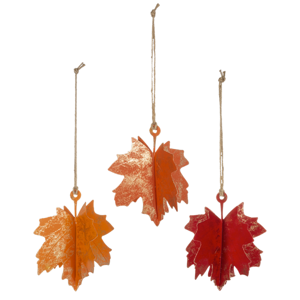 Fall Maple Leaf Metal Ornament – Assorted Colors – SOLD INDIVIDUALLY