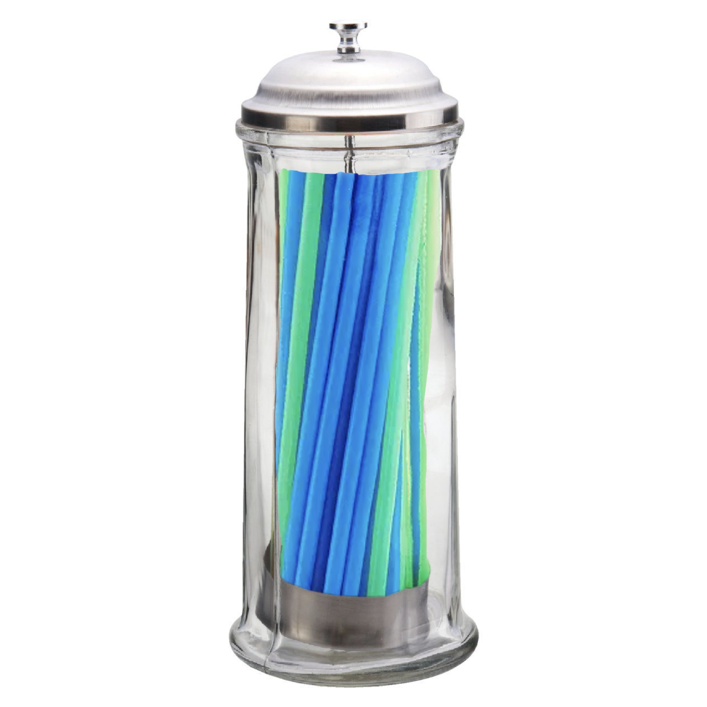 The Classic Glass Straw Dispenser – Includes Straws – 11" x 4"