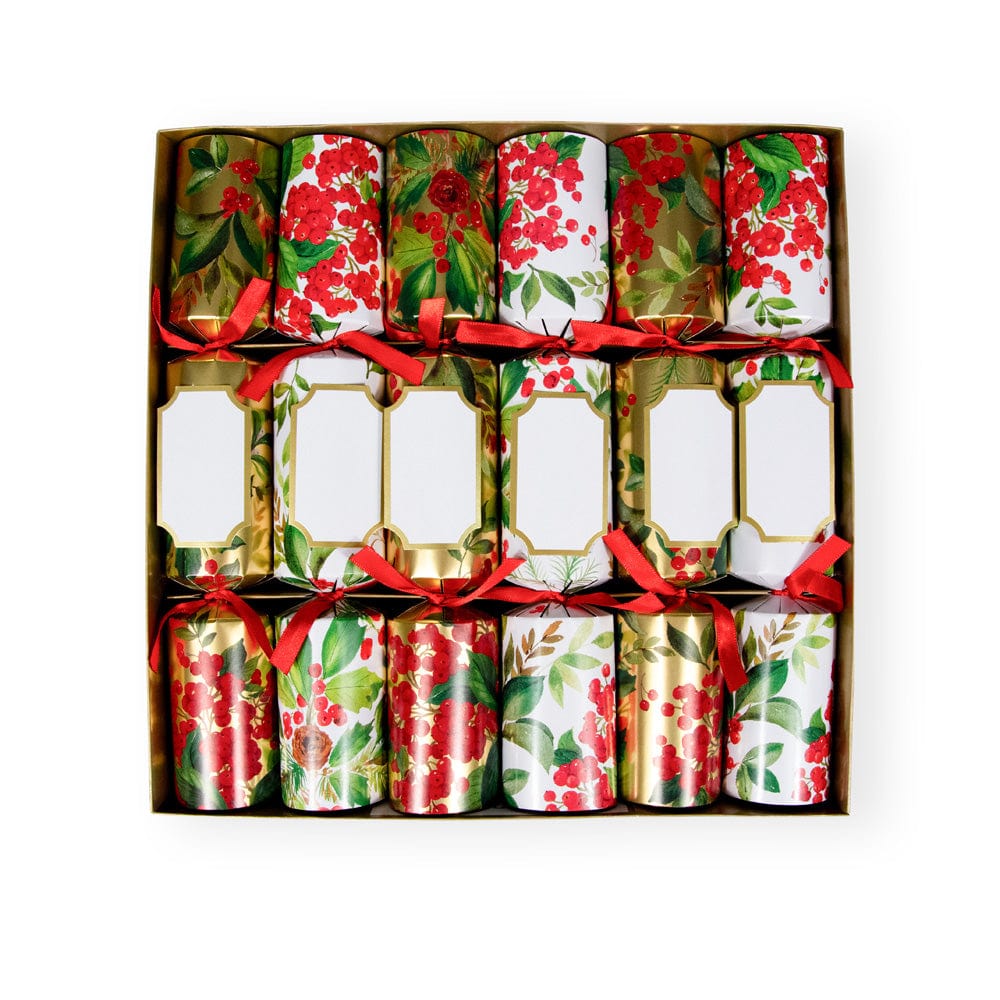 Caspari Holly Chintz Christmas Crackers – 6 Pack
