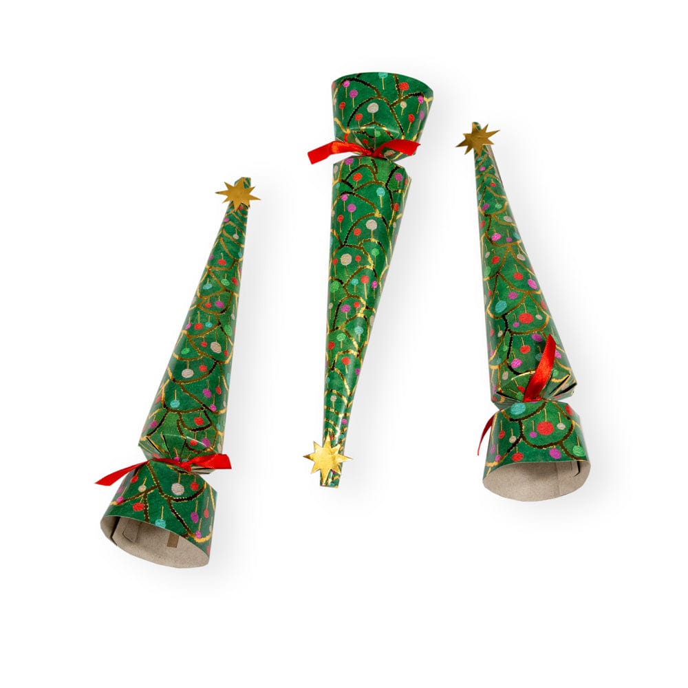 Caspari Merry & Bright Christmas Cone Crackers – 8 Pack