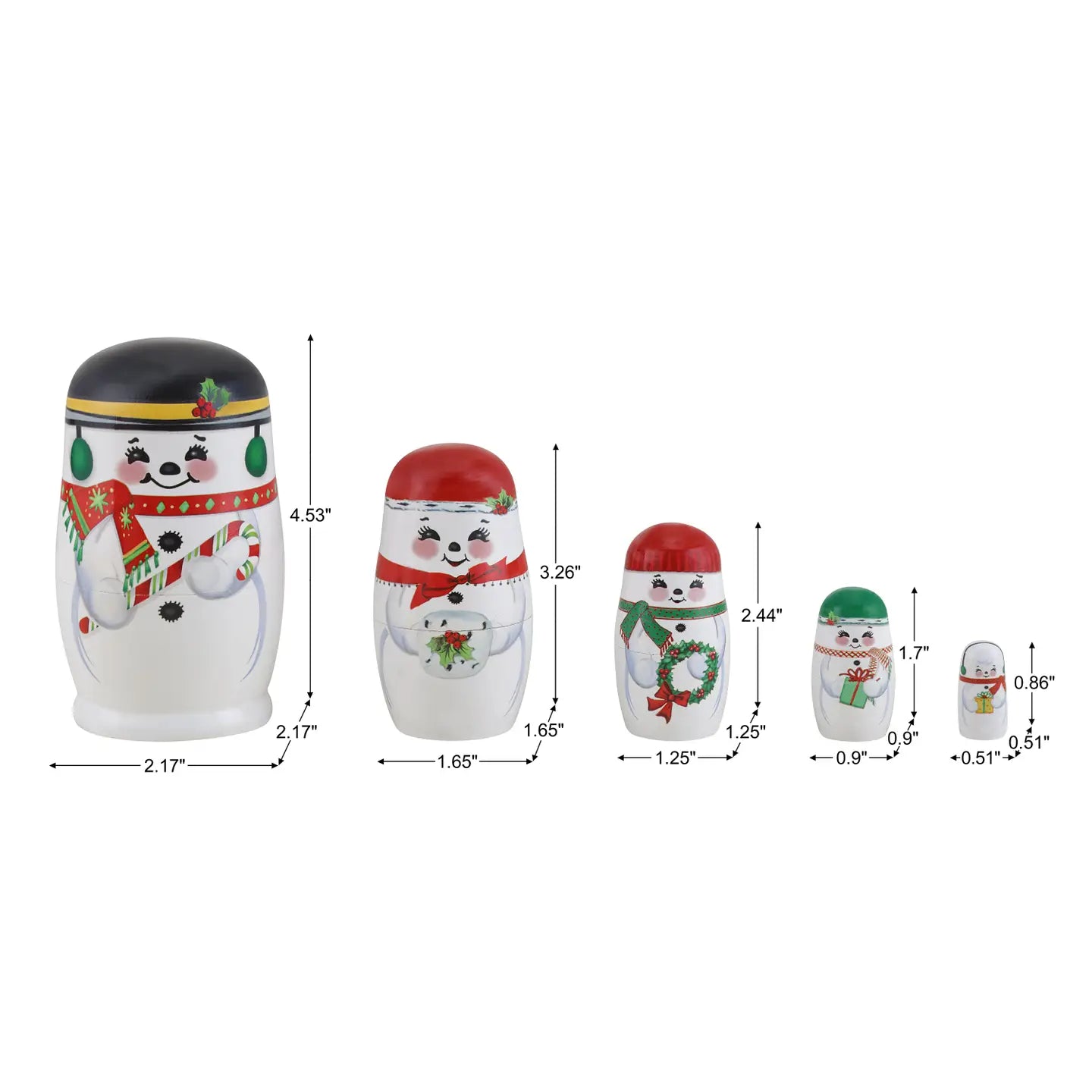 Mr. Christmas Nesting Wood Figures - Set of 5 – Snowman Family