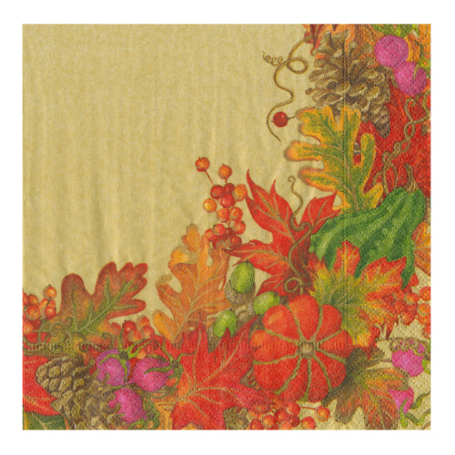 Caspari Harvest Garland Gold Luncheon Napkins - 20pk