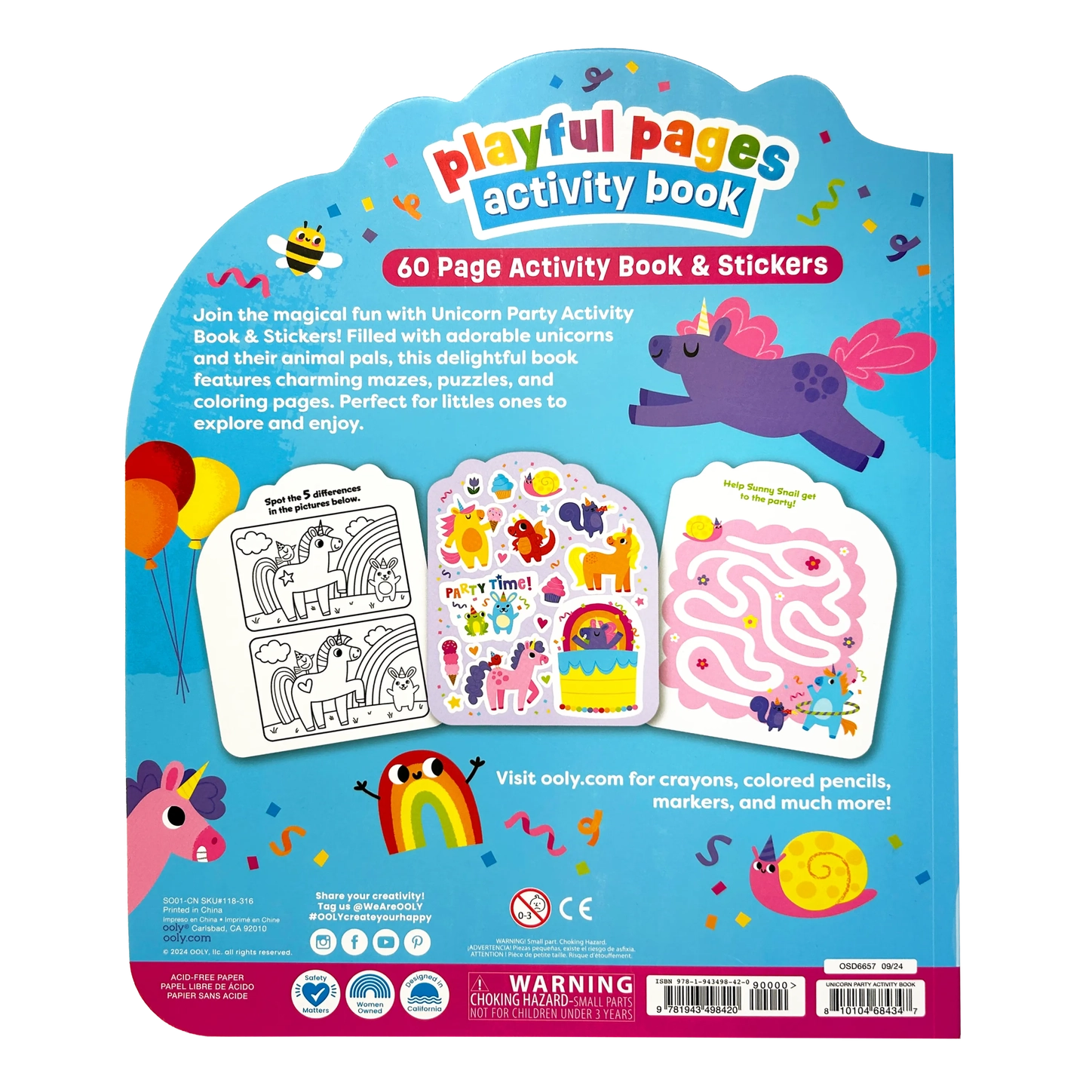 Ooly Playful Pages Activity Book - Unicorn Party