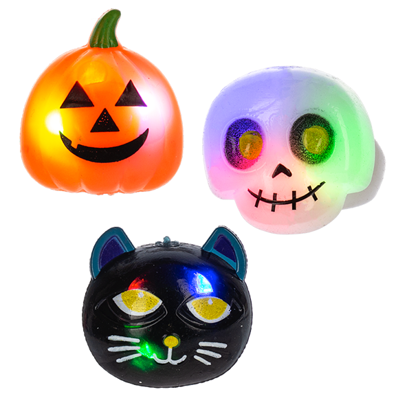 Flashing Halloween Rings – Assorted Styles – Sold Individually