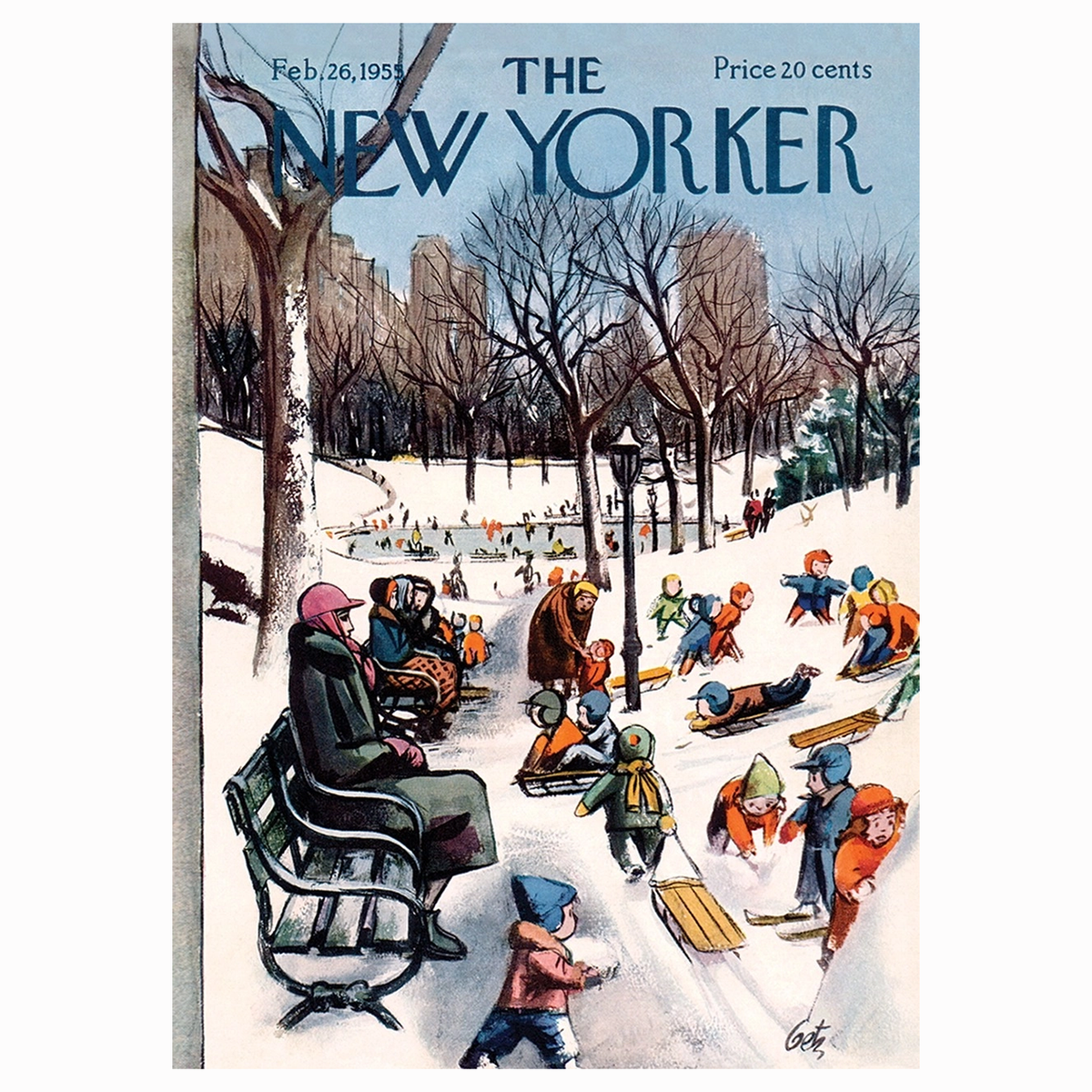 New Yorker Christmas Cover Note Card – Snow Day In Central Park