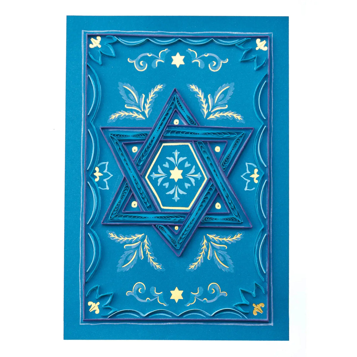 Design Design Handmade Chanukah Greeting Card – Radiant Star – 1 Card & 1 Envelope