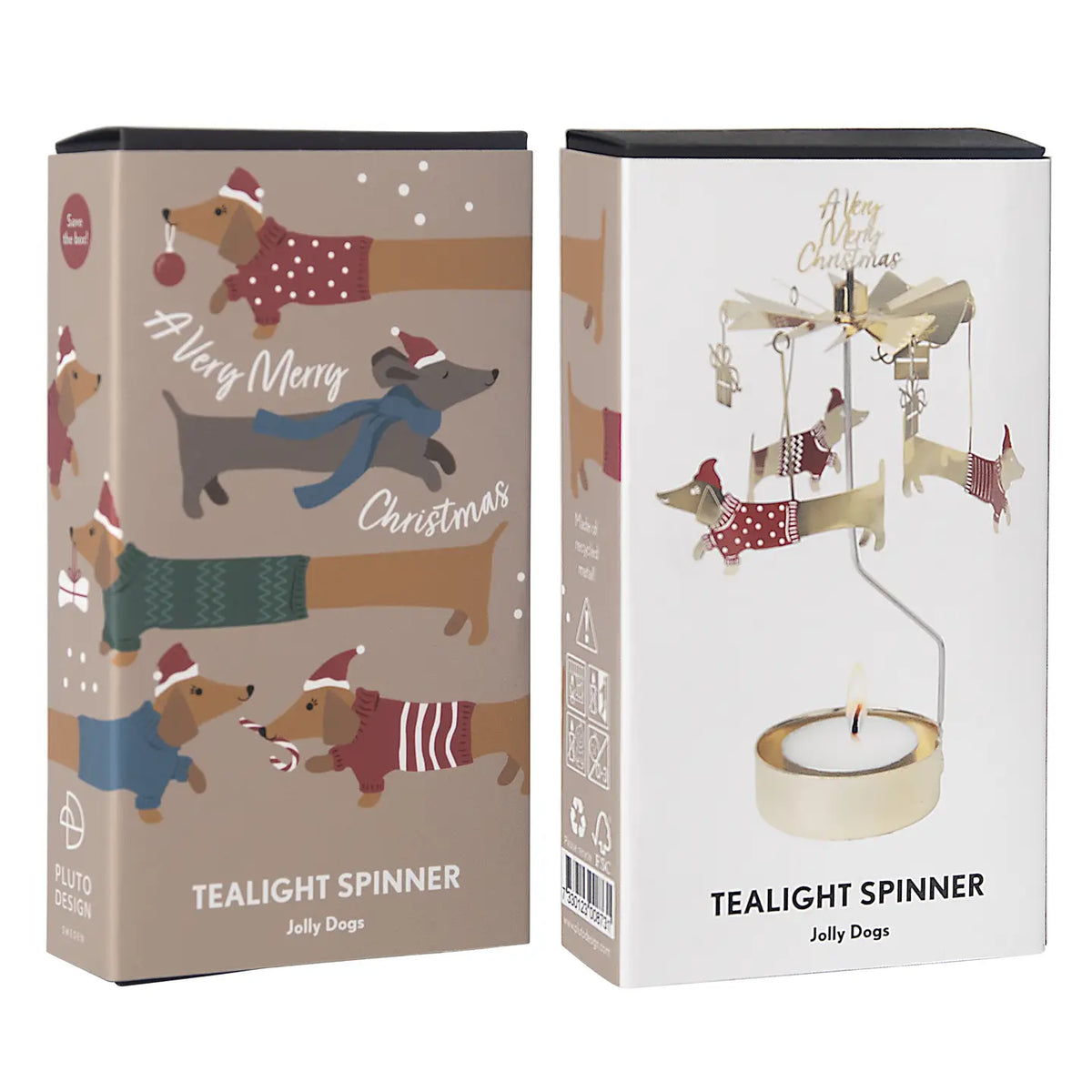 Talla Rotary Tealight Spinning Candle Holder – Jolly Dogs – 2.8" x 6.5"
