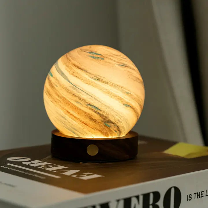 Gingko AstraGlass Light Hand Blown & Painted Artisanal Glass Orb – 3.5" – Mini Galaxy Breeze