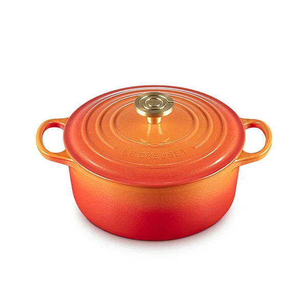 Le Creuset Round Dutch Oven with Crucible Knob – Flame Doree– 4.5 QT