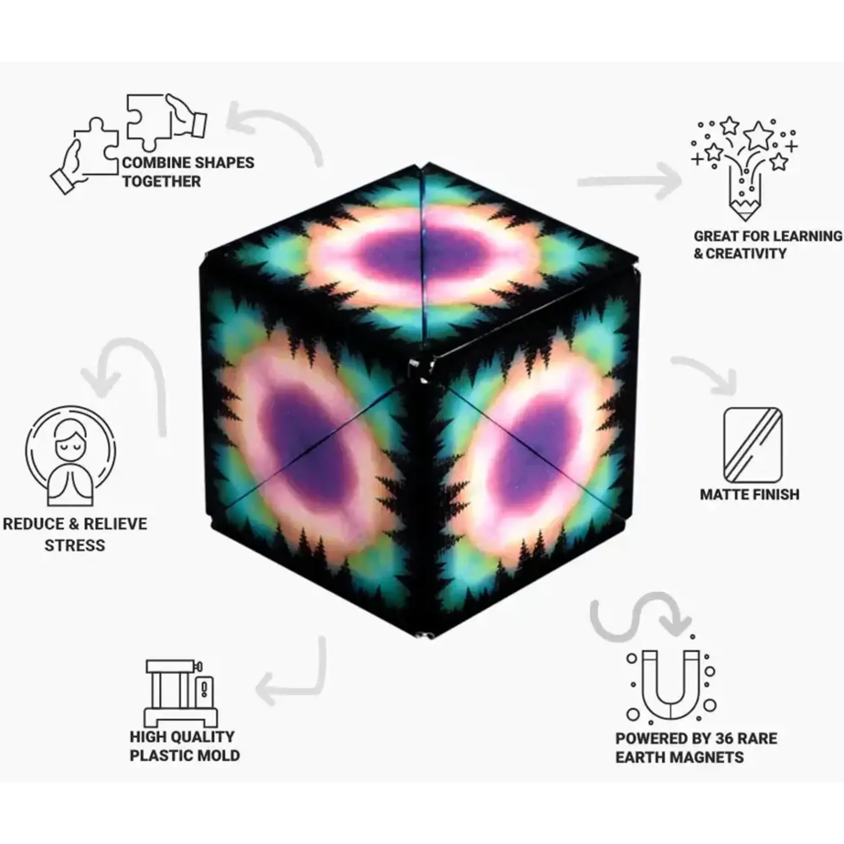 Shashibo Shape Shifting Fidget Cube with 36 Rare Earth Magnets – Moon