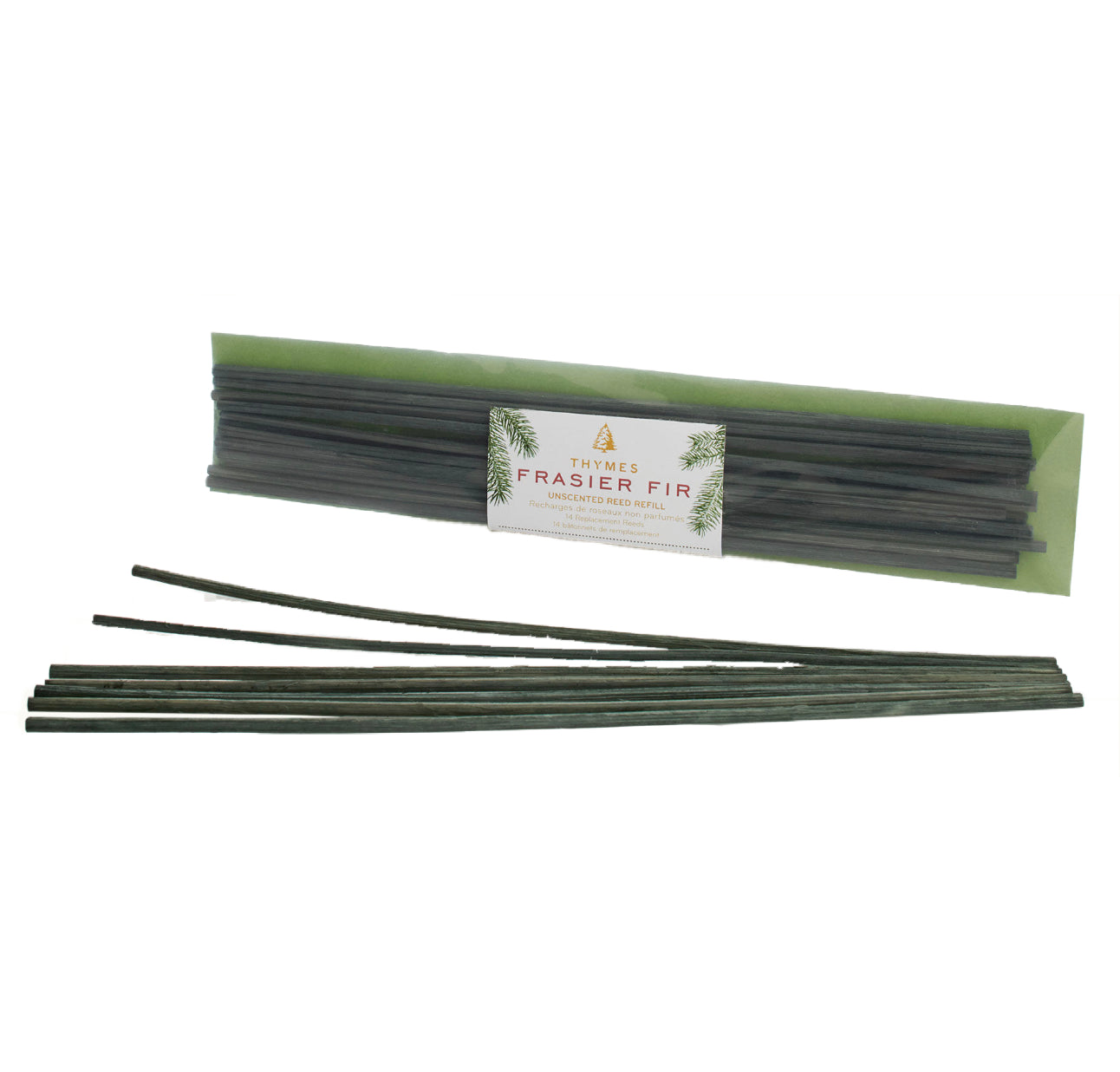 Thymes Frasier Fir Green Reed Replacement Refill for Diffusers – Pack of 14
