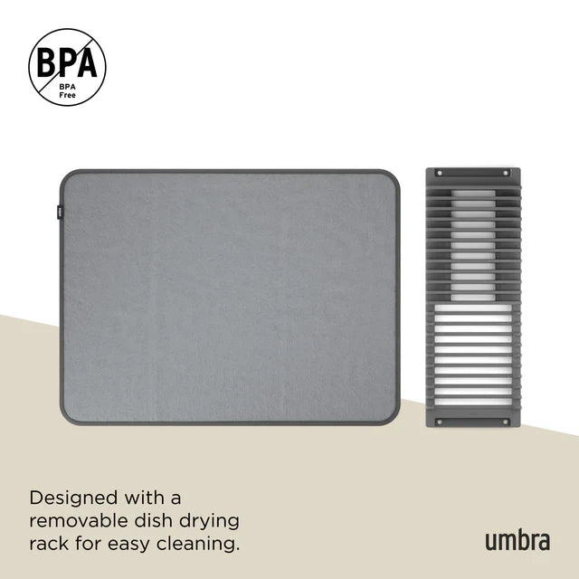 Umbra UDry Dish Drying Rack with Mat – Charcoal