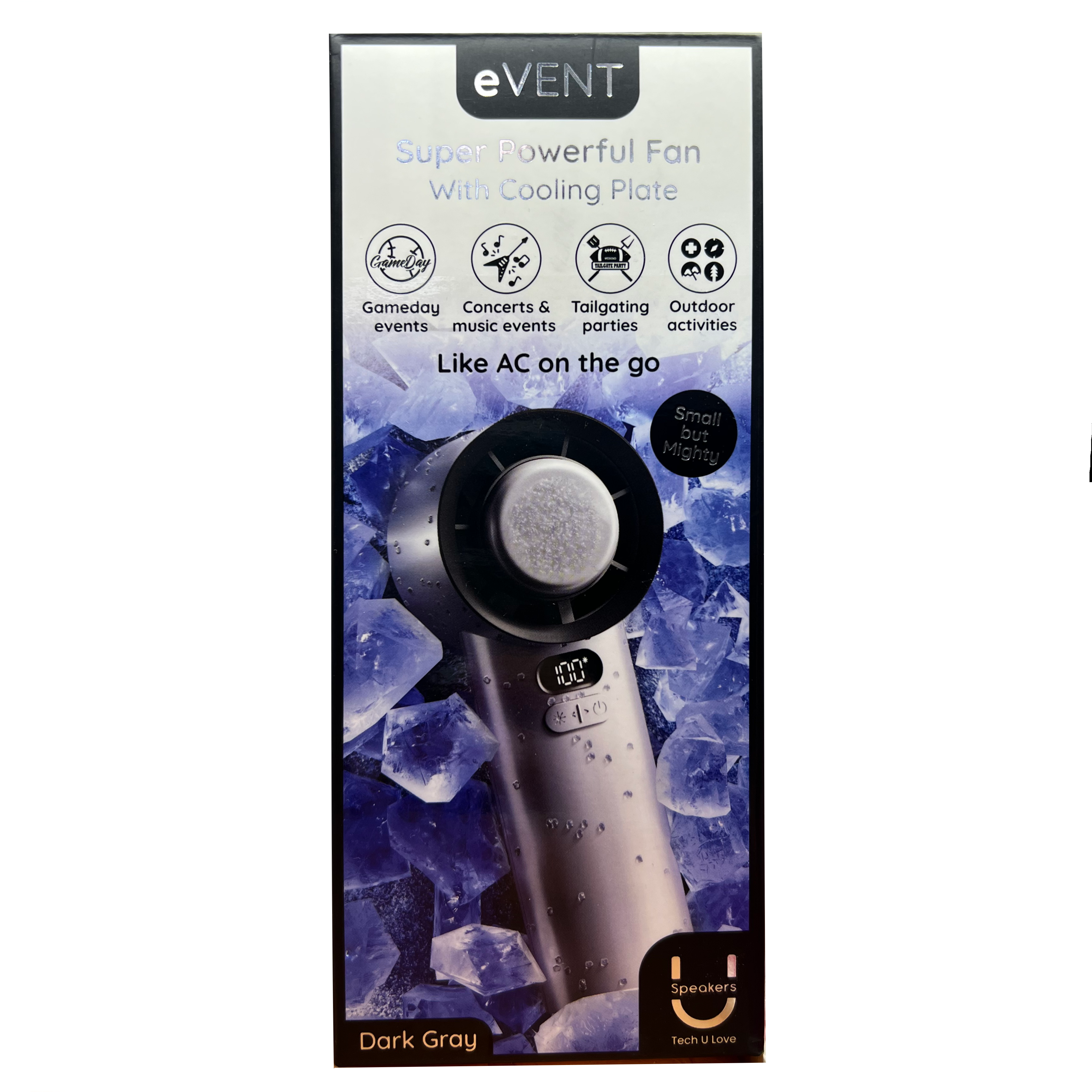 Fashionit eVENT Super Powerful Hand Held Fan With Cooling Plate – Dark Grey