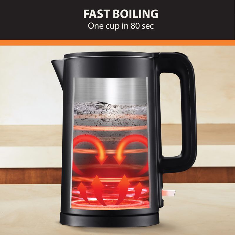 KRUPS Stainless Steel Cool Touch Electric Kettle – 1.5-Liter – Black