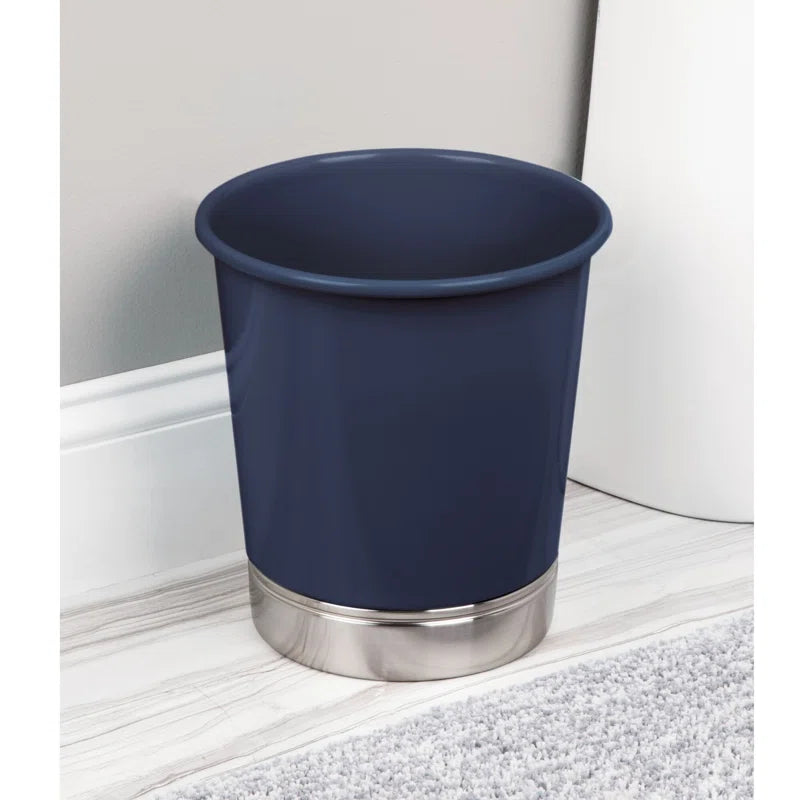 iDesign York Small Waste Can – Navy/Brushed Nickel
