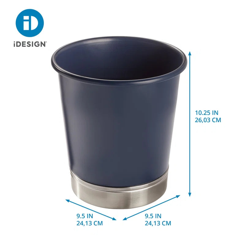 iDesign York Small Waste Can – Navy/Brushed Nickel