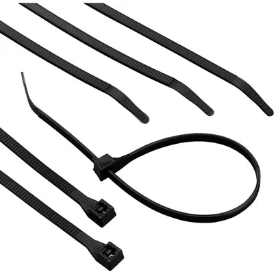 Black Releasable Cable Ties – 8" – Pack of 15