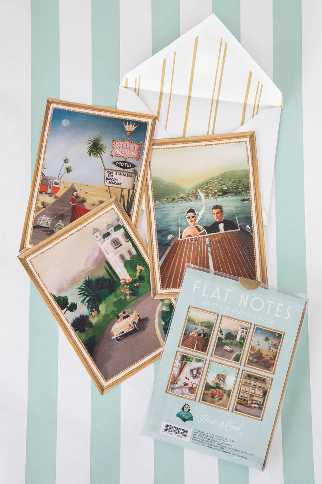 Hester & Cook Flat Note Boxed Cards – Jet Setter – Set of 6