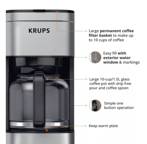 Cafetera de goteo digital Krups Simply Brew - 10 tazas