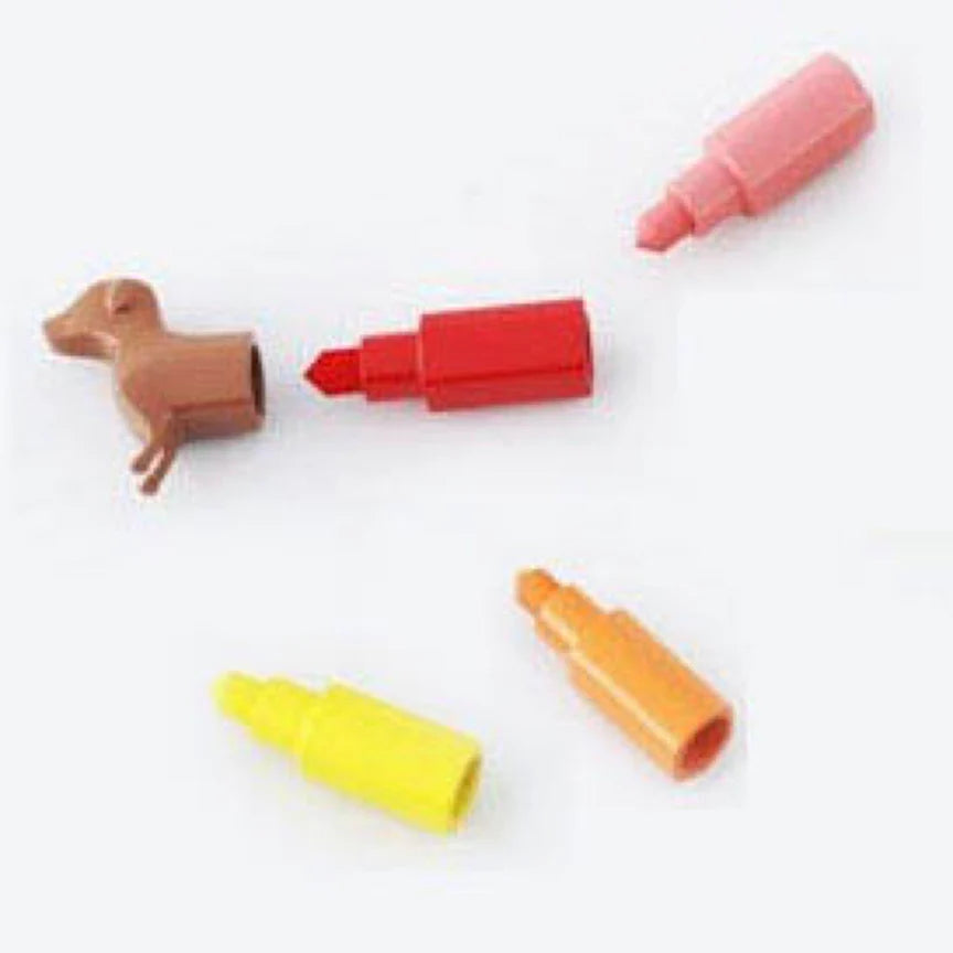 Kikkerland Rainbow Dachshund Stackable Markers – 6 Colors