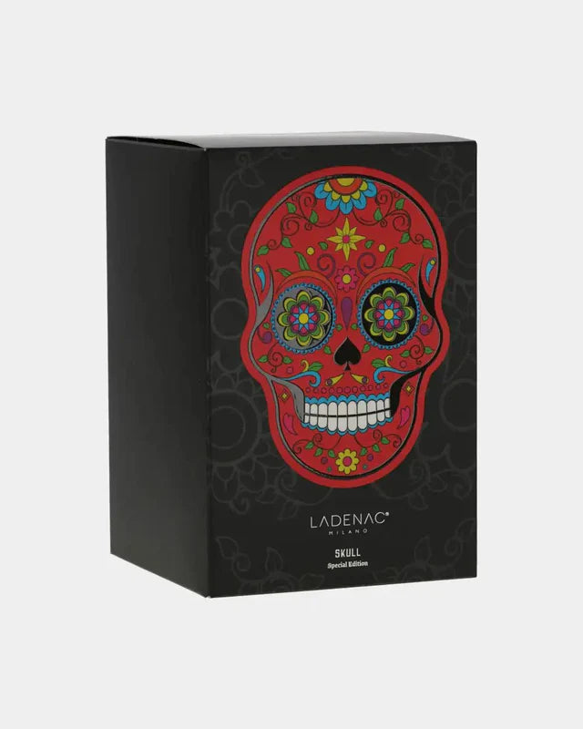 Ladenac "Boisé" Scented Candle in Red Ceramic Egg with Dia de los Muertos Motif