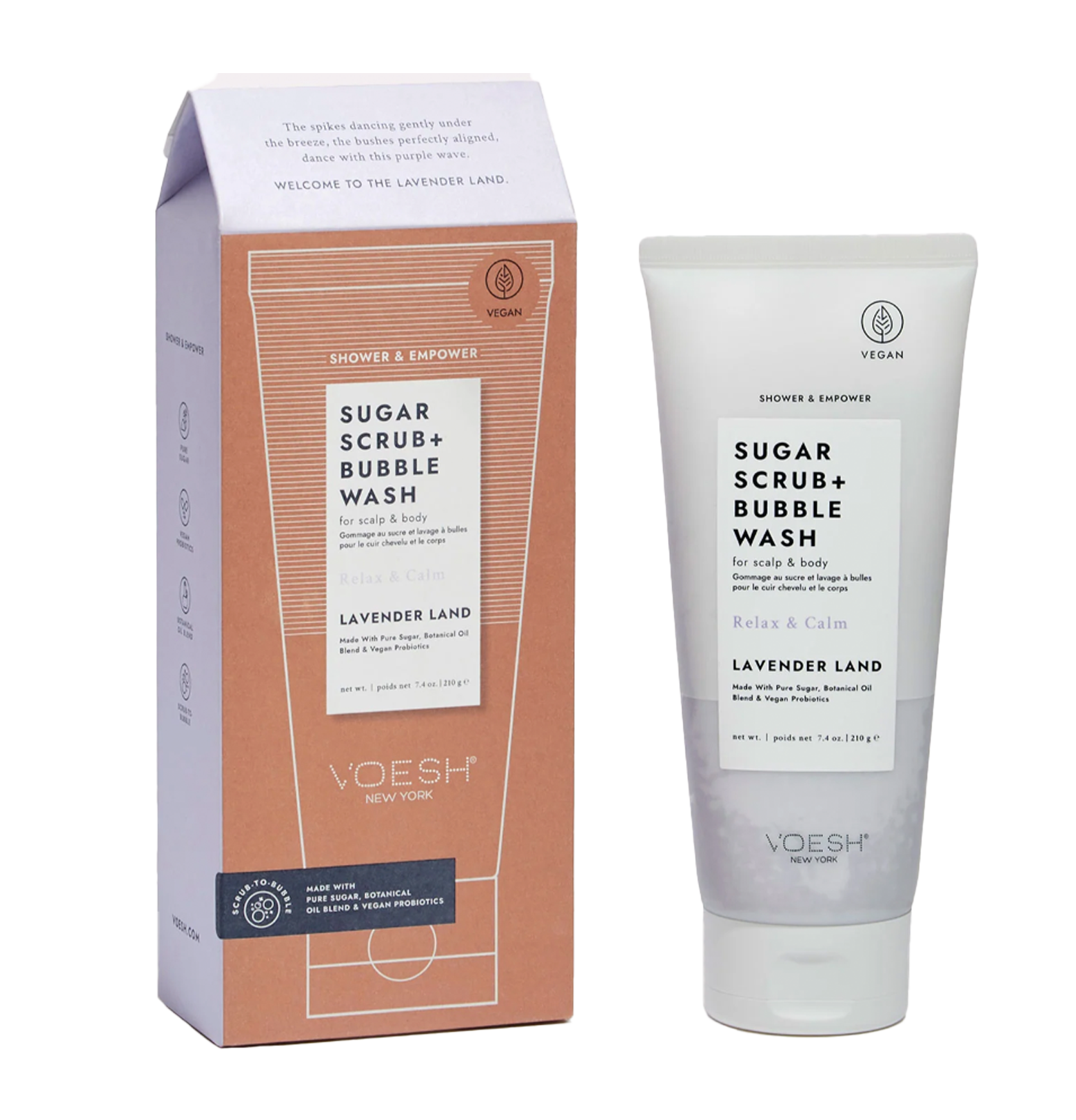 Voesh Sugar Scrub & Bubble Wash – 7.4 oz – Lavender Land