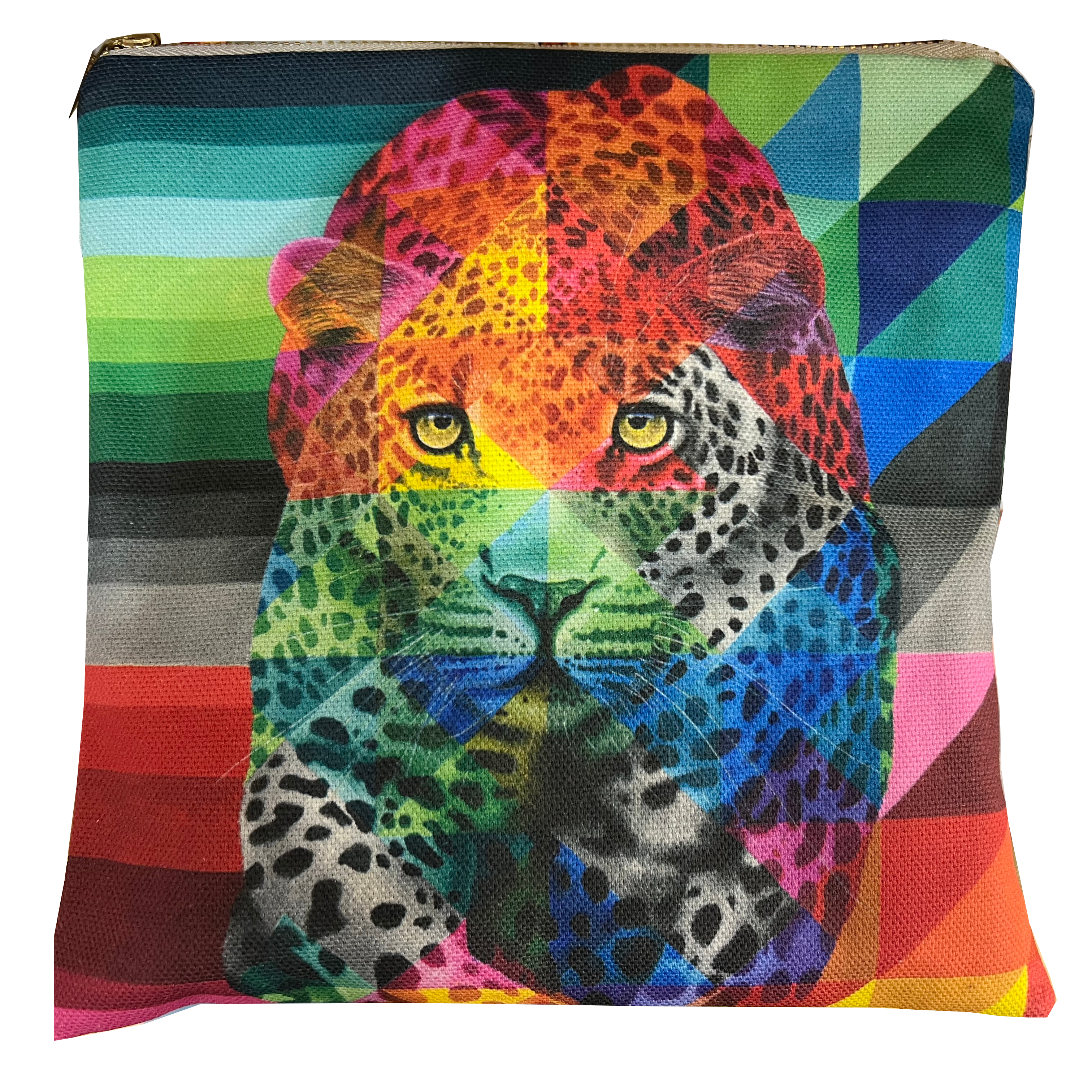 Wildlife in Colour Hand-Made Small Zip Bag – Leopard – 8" X 6"
