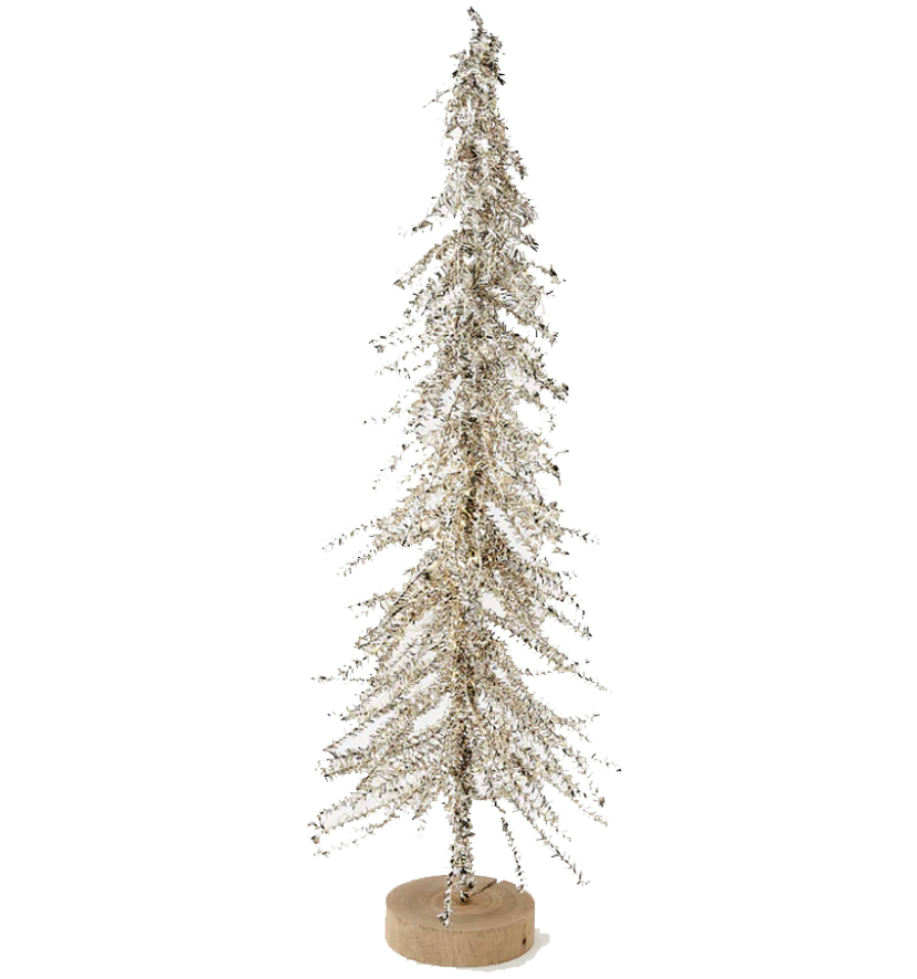 Tinsel Tree w/LED Lights & Adapter – Silver – Large 30"