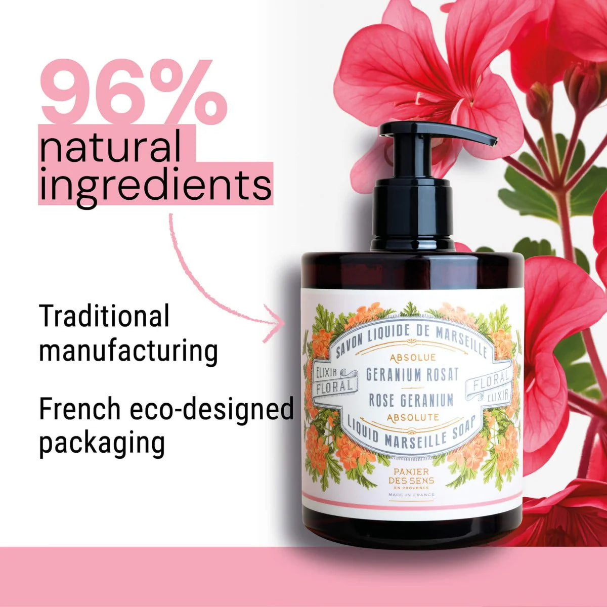 Panier Des Sens Liquid Marseille Soap – Rose Geranium Savon - 16.9oz.