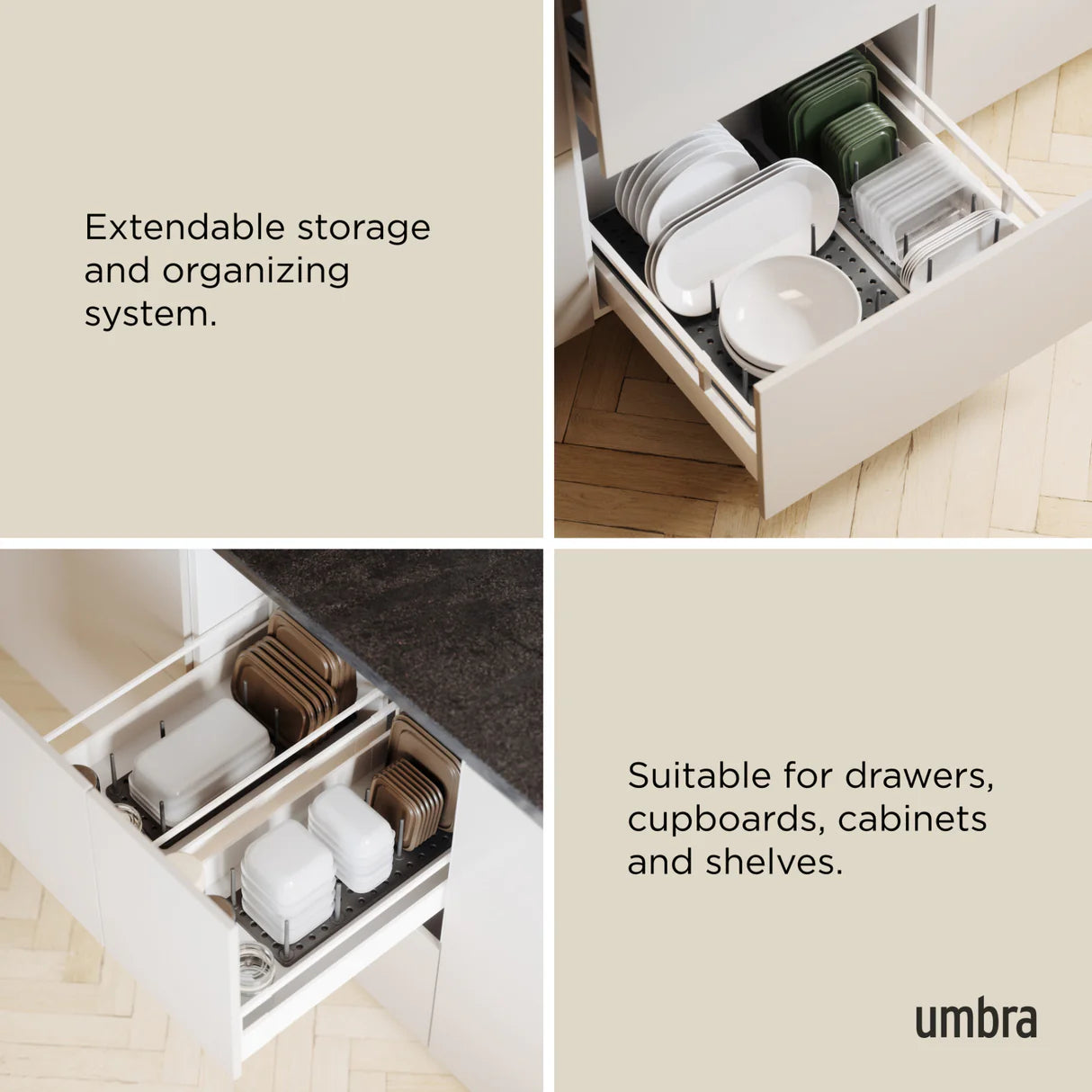 Umbra Peggy Drawer Organizers – Charcoal – Set of 2
