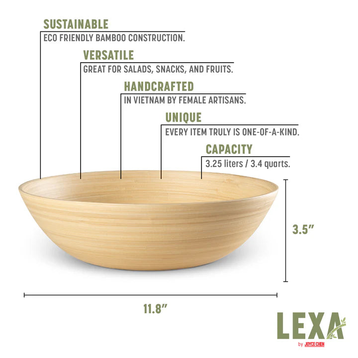 Lexa Bamboo Salad Bowl – 12" – Natural