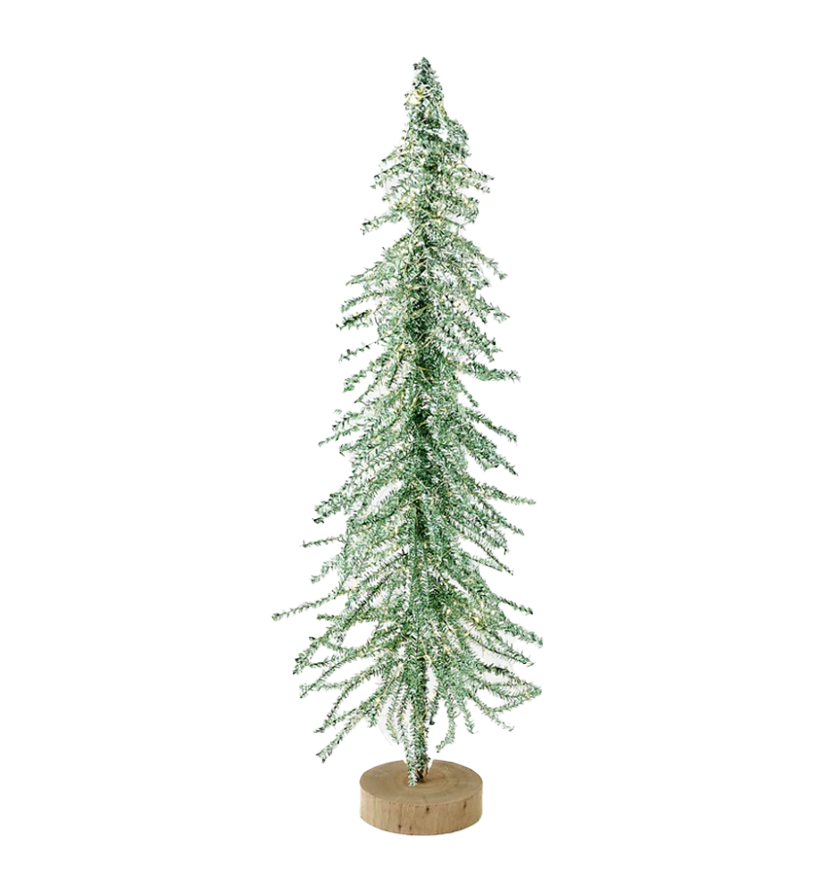 Tinsel Tree w/LED Lights & Adapter – Green – Medium 26"