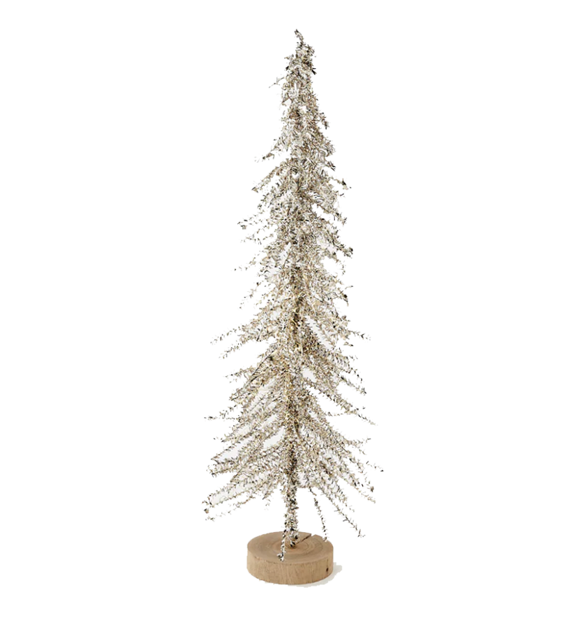 Tinsel Tree w/LED Lights & Adapter – Silver – Medium 26"