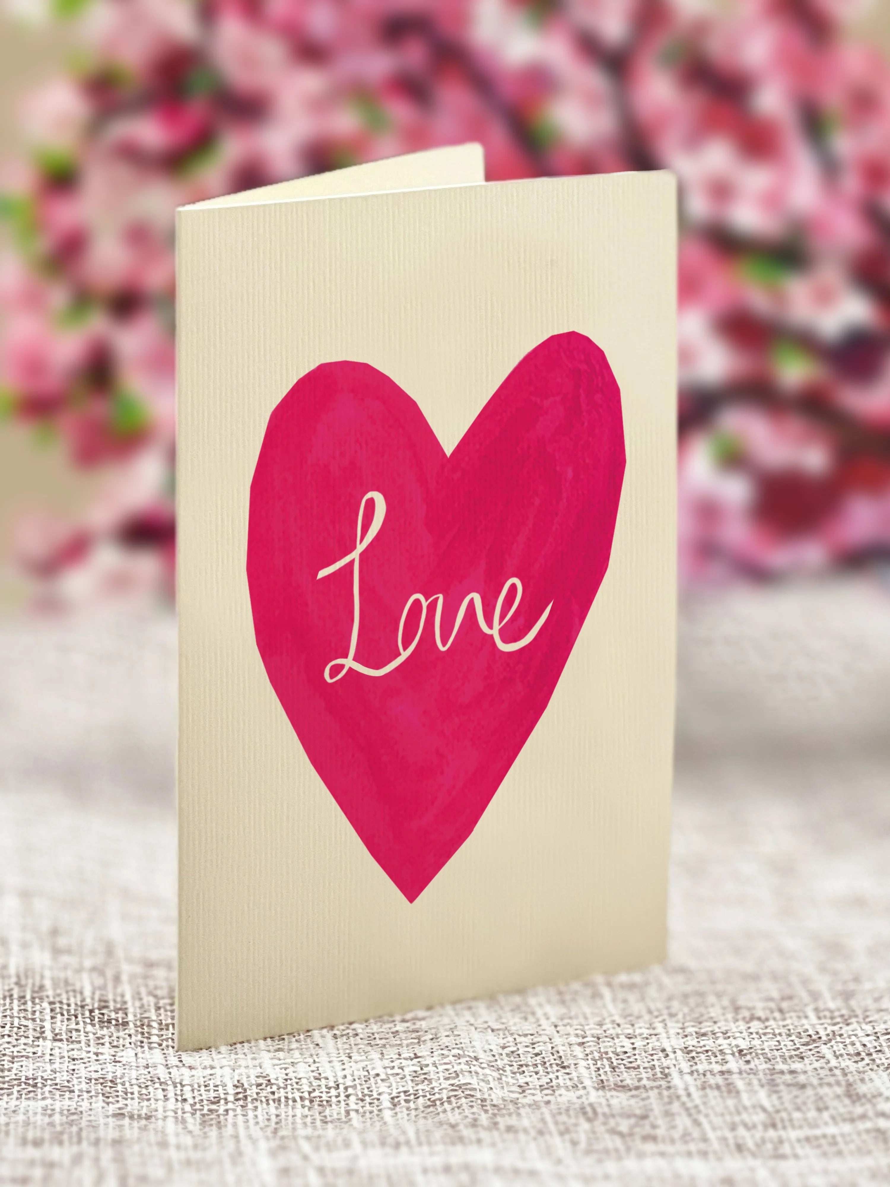 Fresh Cut Paper 3D Pop Up Greeting Note Card – Cherry Blossom Heart – 6" x 5"